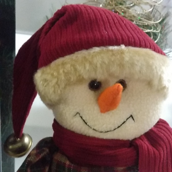 Classic Holiday Shelf Sitter Plush Snowman with Santa Hat & Sack 17" Tall Frosty - Picture 3 of 6